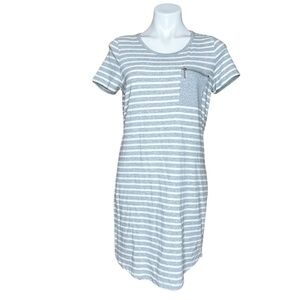 Michael Kors Striped Gray White Pocket Shirt Dress